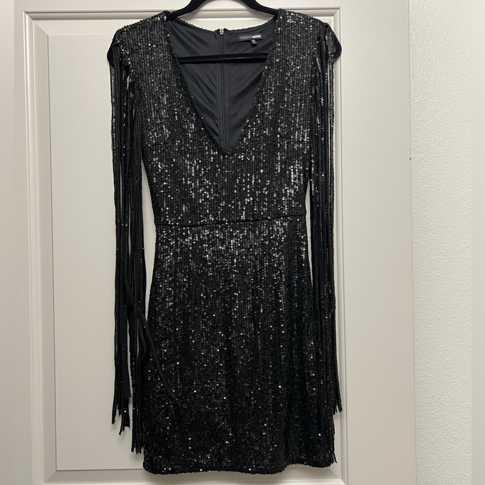 Fashion Nova | “Dance In The Dark” Sequin Fringe Mini Dress | Size XS